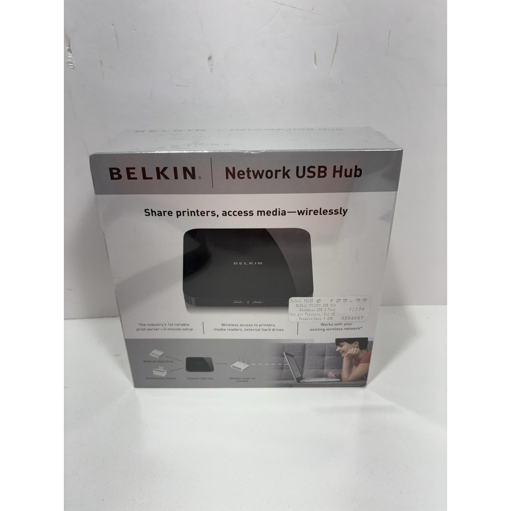 Belkin Network USB HUB F5L009 Ver 2 Share Printers & USB Devises NEW‎ Sealed.